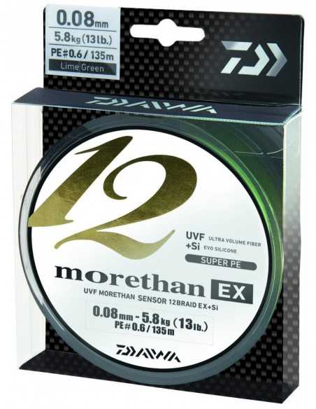 Fir Textil Daiwa Morethan 12 Braid EX+SI Lime, 135m Fir Textil Daiwa Morethan 12 Braid EX+SI Lime, 135m