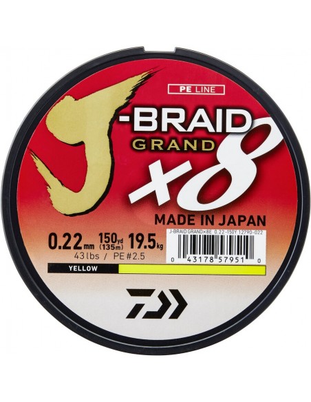 Fir Textil Daiwa J-Braid Grand X8, Yellow, 135m