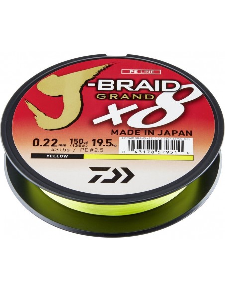 Fir Textil Daiwa J-Braid Grand X8, Yellow, 135m
