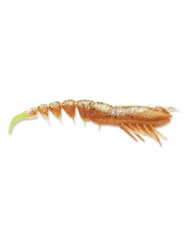 Naluca 360GT Coastal Shrimp Jig Head, Culoare New Penny Chartreuse Tail (NPCT), 8cm, 3.5g, 1 naluca armata + 3 corpuri
