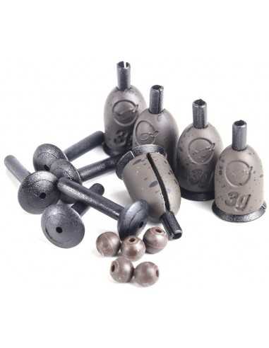 Kit Plumb Culisant Korda Flying Back Leads, 5buc/blister + 5 Rubber Beads (4mm)