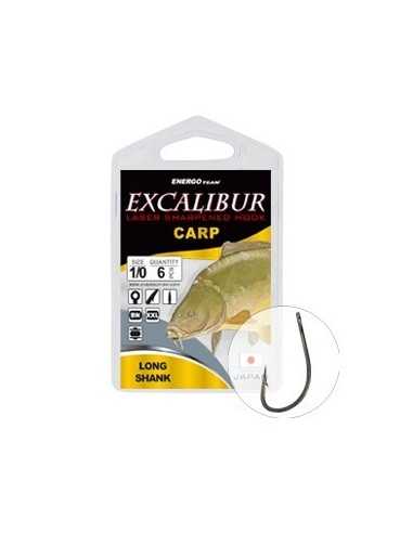 Carlige Excalibur Carp Long Shank BN, 6buc/plic