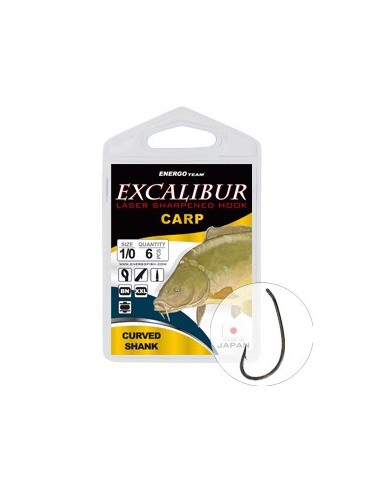 Carlige Excalibur Carp Curved Shank BN, 6buc/plic