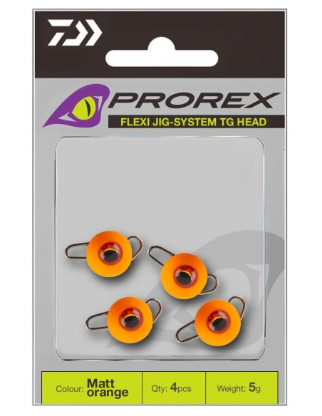 Plumb Cheburashka Daiwa Jig Prorex Flexi Jig-System TG Head, Fluo-Orange