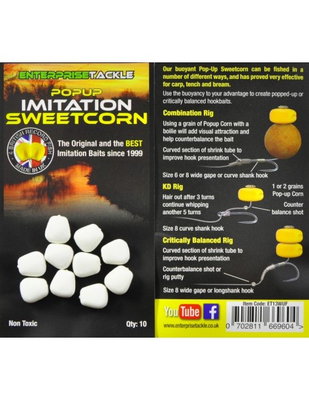 Porumb Artificial Flotant Enterprise Tackle Pop-Up Sweetcorn, White Unflavoured, 10buc/plic Porumb Artificial Flotant Enterprise Tackle Pop-Up Sweetcorn, White Unflavoured, 10buc/plic