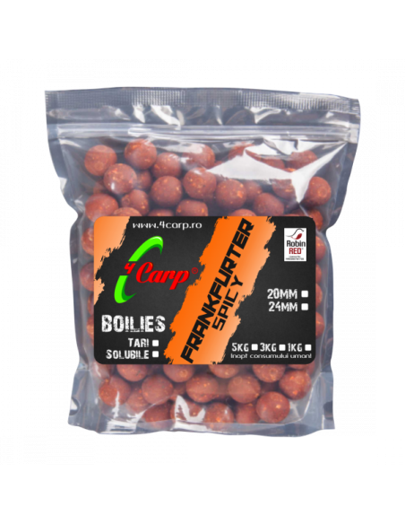 Boilies 4Carp, Frankfurter Spicy, Solubil, 1kg Boilies 4Carp, Frankfurter Spicy, Solubil, 1kg