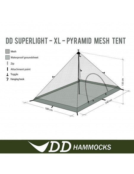 Cort DD Hammocks SuperLight Pyramid XL + Panza Anti Insecte Cort DD Hammocks SuperLight Pyramid XL + Panza Anti Insecte