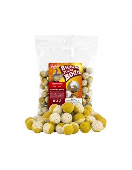 Boilies Benzar Mix Turbo Bicolor, Miere Ananas, 16mm, 250gr Boilies Benzar Mix Turbo Bicolor, Miere Ananas, 16mm, 250gr