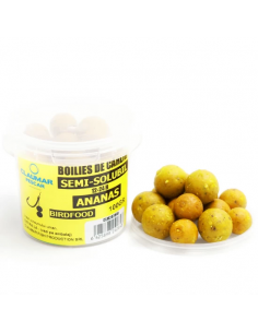 Boilies Claumar Birdfood Semi-solubil, Ananas, 16-18-20mm, 100gr