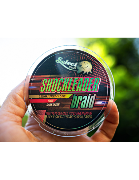 Fir Textil Select Baits Shockleader X8 Braid Dark Green, 100m