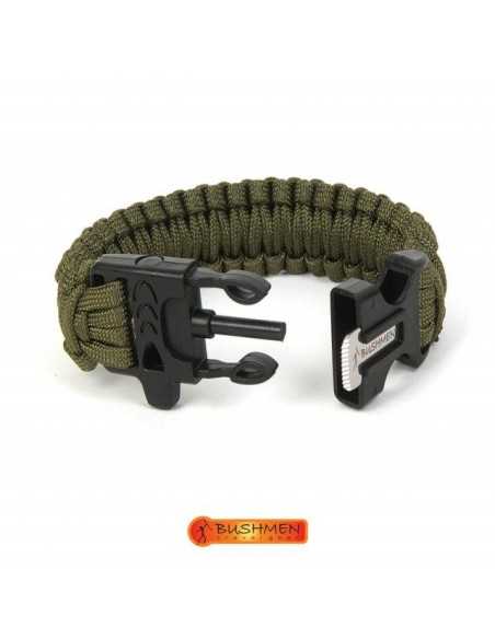 Bratara de supravietuire din paracord Olive Bushmen, 3m Bratara de supravietuire din paracord Olive Bushmen, 3m