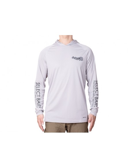 Bluza Select Baits UV Long Sleeve Hoodie UPF 50+ Light Grey