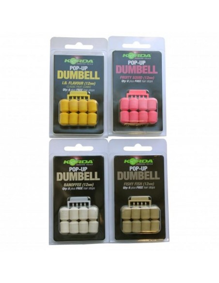 Pelete Flotante Korda Pop-Up Dumbell + Free Hair Stops, Fish, 12mm, 8buc/blister