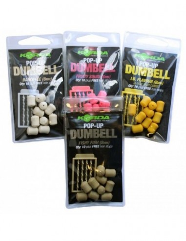 Pelete Flotante Korda Pop-Up Dumbell + Free Hair Stops, Fishy Fish, 8mm, 10buc/plic