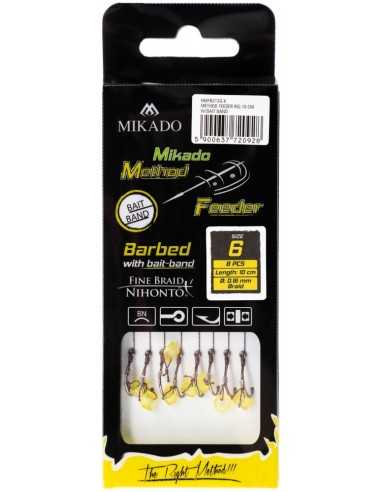 Carlige Legate Mikado Bait Band, Carlig Nr.6, Fir Textil 0.16mm, 10cm, 8buc/plic
