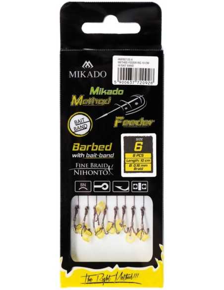 Carlige Legate Mikado Bait Band, Carlig Nr.6, Fir Textil 0.16mm, 10cm, 8buc/plic