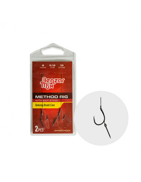 Carlige legate Benzar Method Rig Bait Sting Barbless Nr.10, 2 buc/plic Carlige legate Benzar Method Rig Bait Sting Barbless Nr.10, 2 buc/plic