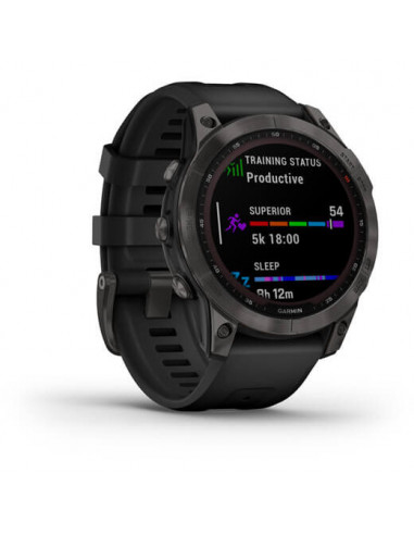 Ceas Garmin Fenix 7 Sapphire Solar Black Ti/Black, 47mm