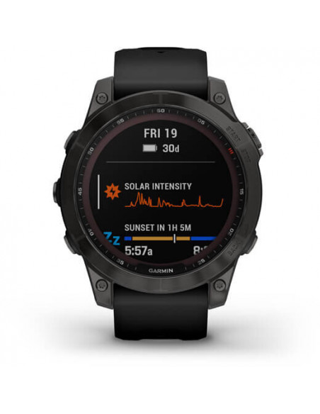 Ceas Garmin Fenix 7 Sapphire Solar Carbon Gray Ti/Black, 47mm