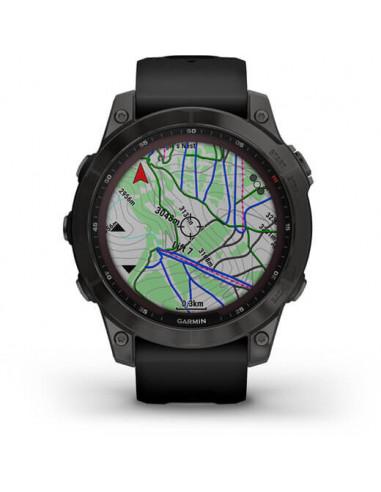 Ceas Garmin Fenix 7 Sapphire Solar Carbon Gray Ti/Black, 47mm