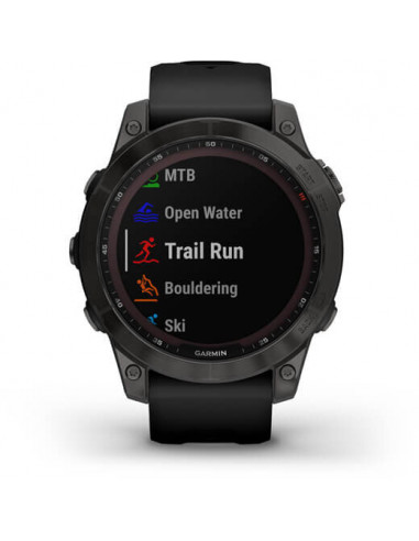 Ceas Garmin Fenix 7 Sapphire Solar Carbon Gray Ti/Black, 47mm