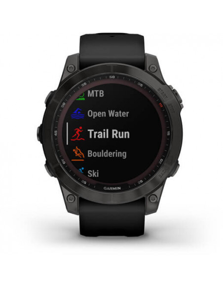 Ceas Garmin Fenix 7 Sapphire Solar Carbon Gray Ti/Black, 47mm
