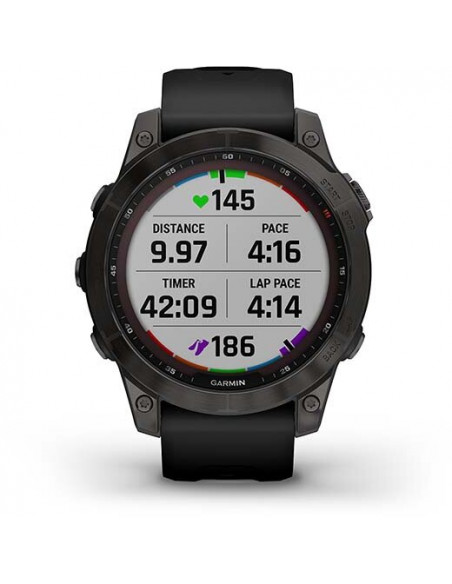 Ceas Garmin Fenix 7 Sapphire Solar Carbon Gray Ti/Black, 47mm