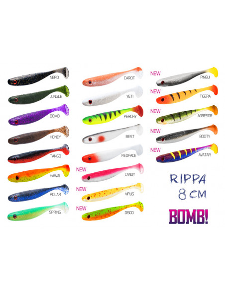 Shad Delphin Bomb Rippa, Booty, 8cm, 5buc/plic