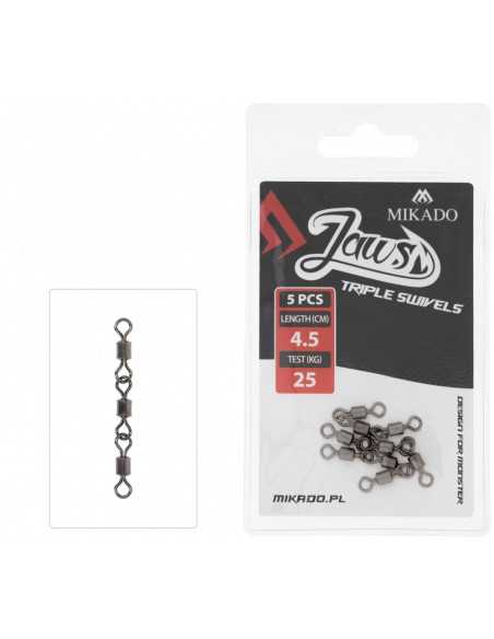 Vartej Mikado Jaws Triple Swivels, 25kg, 5buc/plic Vartej Mikado Jaws Triple Swivels, 25kg, 5buc/plic