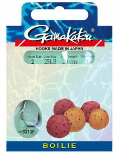 Montura Gamakatsu Boilie 3313NS, Carlig Nr.6, Fir 0.25mm, 20cm, 2buc/plic