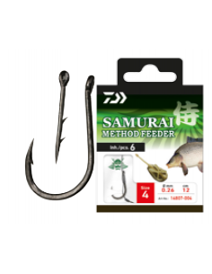 Carlige Legate Daiwa Samurai Method Feeder, Carlig Nr.8, 0.18mm, 12cm, 6buc/plic