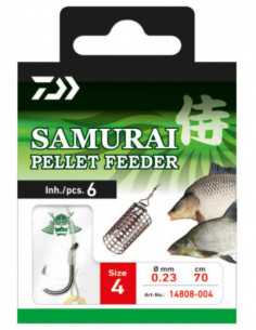 Carlige Legate Daiwa Samurai Pellet Feeder, Carlig Nr.12, 0.18mm, 60cm, 6buc/plic