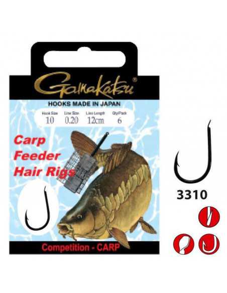 Carlige Legate Gamakatsu Carp Hair 3310B, Carlig Nr.12, 0.18mm, 70cm, 10buc/plic Carlige Legate Gamakatsu Carp Hair 3310B, Carlig Nr.12, 0.18mm, 70cm, 10buc/plic