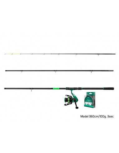 Set Feeder Lanseta + Mulineta + Fir Delphin GreenFEED, 3.60m, 100g, 3+3buc