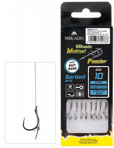 Carlige legate Mikado, Ac De Momeala, Carlig Nr.10, Fir Textil 0.12mm, 10cm, 8buc/set Carlige legate Mikado, Ac De Momeala, Carlig Nr.10, Fir Textil 0.12mm, 10cm, 8buc/set