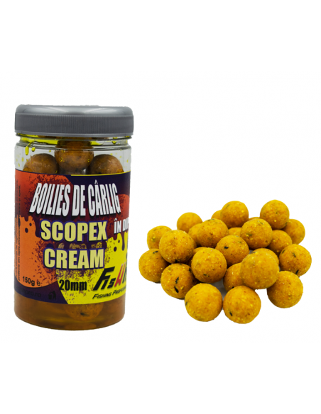 Boilies De Carlig In Dip Fish Pro, Scopex Cream, 20mm, 150g Boilies De Carlig In Dip Fish Pro, Scopex Cream, 20mm, 150g