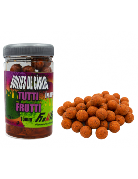 Boilies De Carlig In Dip Fish Pro, Tutti Frutti, 15mm, 150g Boilies De Carlig In Dip Fish Pro, Tutti Frutti, 15mm, 150g