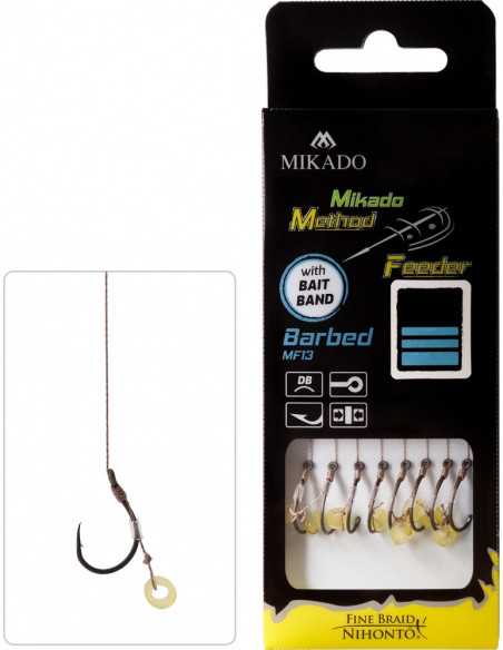 Carlige Legate Mikado Bait Band, Carlig Nr.4, Fir Textil 0.16mm, 10cm, 8buc/plic