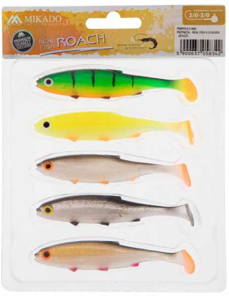 Shad Mikado Real Fish, Culoare Mix, 8.5cm, 5buc/set Shad Mikado Real Fish, Culoare Mix, 8.5cm, 5buc/set