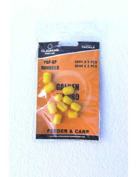 Pop-up Dumbells Claumar, Galben Fluo, 6mm/8mm, 10buc Pop-up Dumbells Claumar, Galben Fluo, 6mm/8mm, 10buc