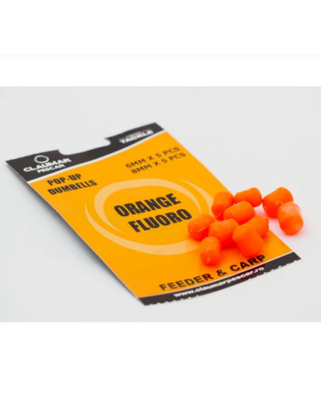 Pop-up Dumbells Claumar, Portocaliu Fluo, 6mm/8mm, 10buc