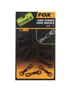 Vartej Fox Cu Agrafa Rapida Si Anou Edges Kwik Change Hook Swivels, 10buc/plic