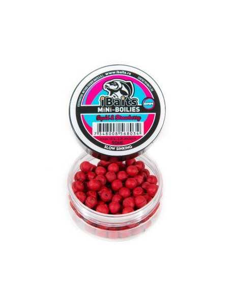Boilies iBaits Mini Slow Sinking Squid Strawberry New, 8mm, 50ml
