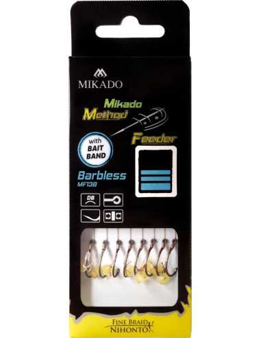 Montura Mikado Rig Band, Carlig fara barbeta Nr12, Fir textil 0.12mm, 10m, 8buc/plic
