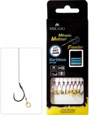 Montura Mikado Rig Band, Carlig fara barbeta Nr12, Fir textil 0.12mm, 10m, 8buc/plic