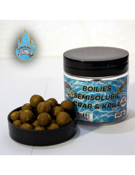 Boilies FireBaits Semisolubil, Crab&Krill, 10mm, 60gr