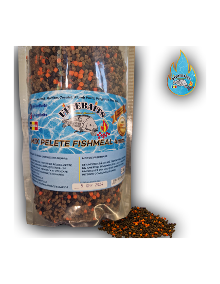 Pelete FireBaits Fishmeal Premium Mix, Peste Si Halibut, 4mm, 1kg Pelete FireBaits Fishmeal Premium Mix, Peste Si Halibut, 4mm, 1kg