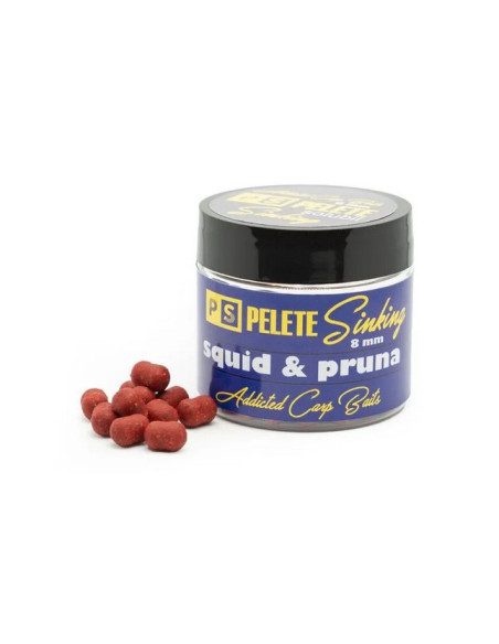 Pelete Addicted Carp Baits Sinking Dumbell, Solubile, Squid & Pruna, 8mm, 60ml