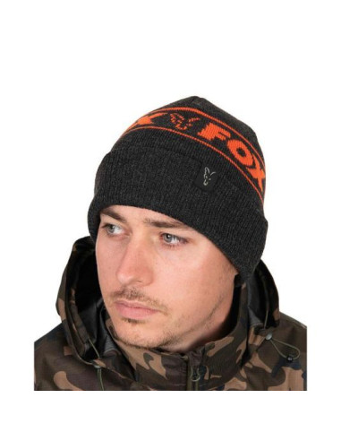 Caciula Fox Collection Beanie Hat, Black and Orange