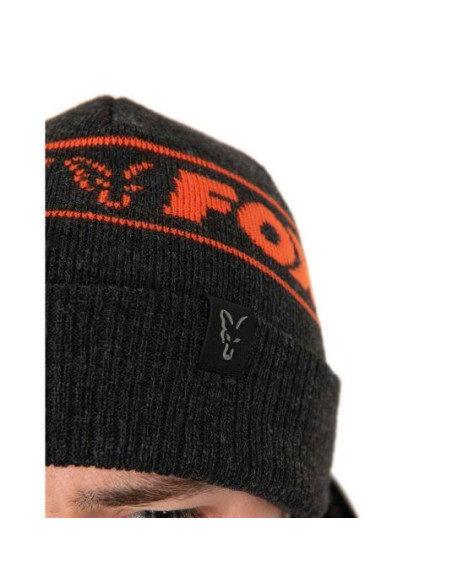 Caciula Fox Collection Beanie Hat, Black and Orange Caciula Fox Collection Beanie Hat, Black and Orange
